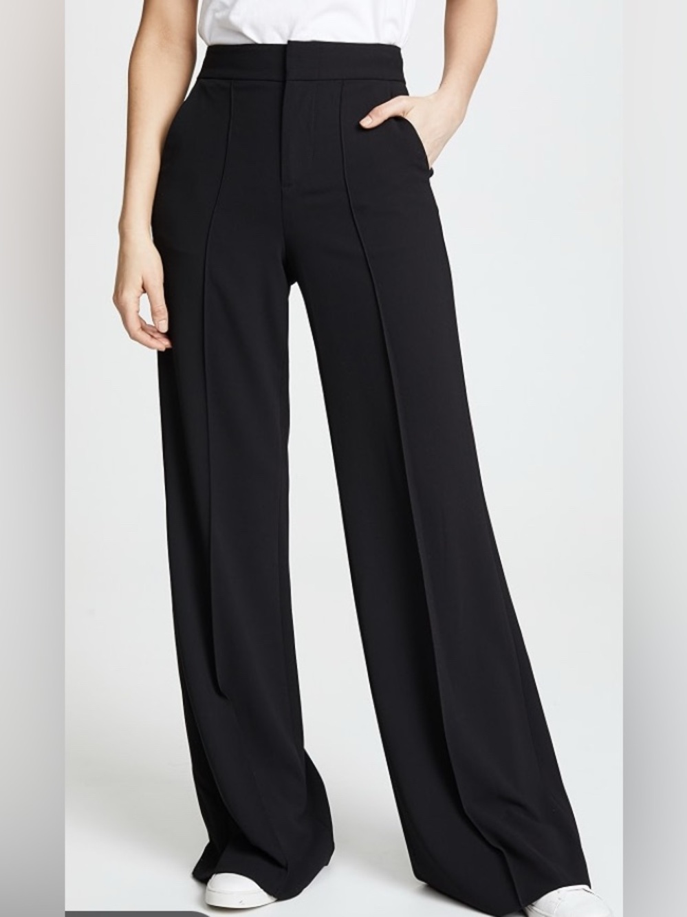NWT Alice And Olivia Quinn Linen-blend Pant In Black SZ 14 W/Pockets Zip Close